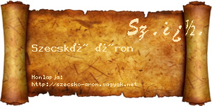 Szecskó Áron névjegykártya